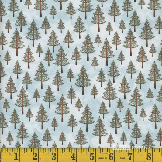 1369 Mook Fabrics Fawn & Friends Through the Trees Blue 138923