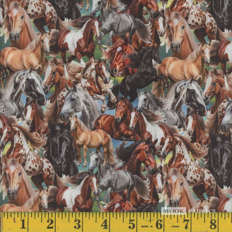 1370 Mook Fabrics Horses 01 Multi 139634