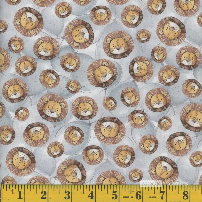 1372 Mook Fabrics Safari Buddies Leo Grey 138917
