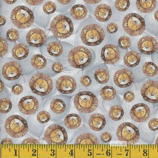 1372 Mook Fabrics Safari Buddies Leo Grey 138917