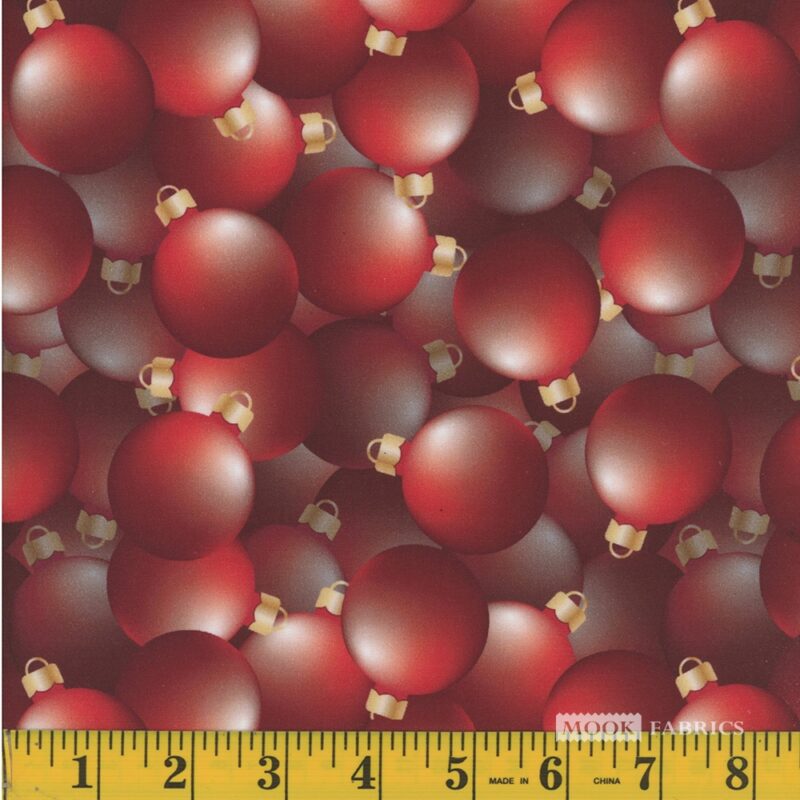 1379 Mook Fabrics Christmas Baubles Red 122163