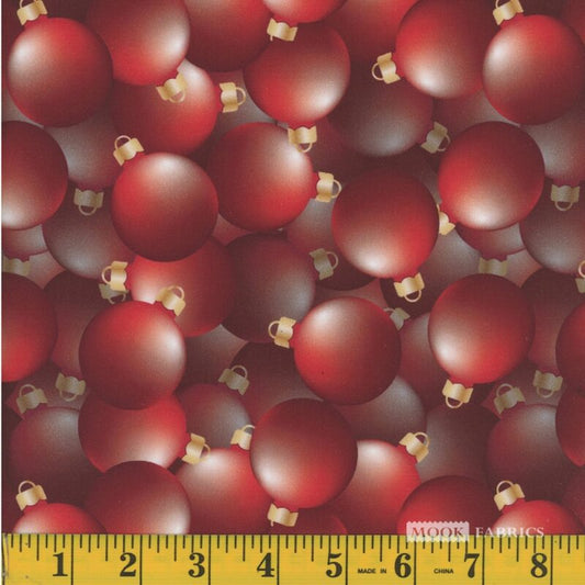1379 Mook Fabrics Christmas Baubles Red 122163