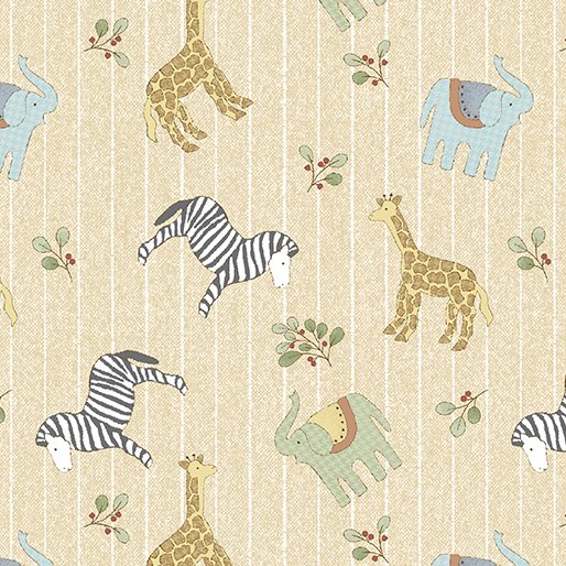 Benartex ABC's Jungle Pinstripe Tan 13172-72