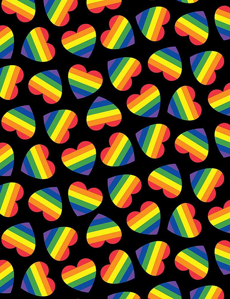 Timeless Treasures Black Rainbow Hearts CD1435