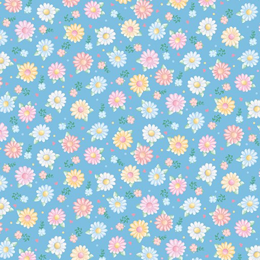 1405 Benartex Designer Fabrics Gnomebody Bakes It Better Sweet Flowers Blue 12832-53