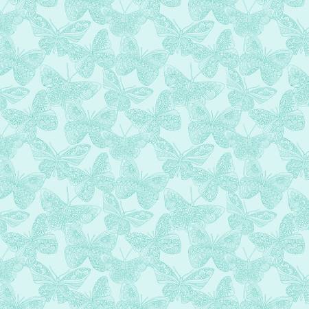 1406 Benartex Designer Fabrics Rainbow Garden Butterfly Bliss Light Turquoise 13114-04