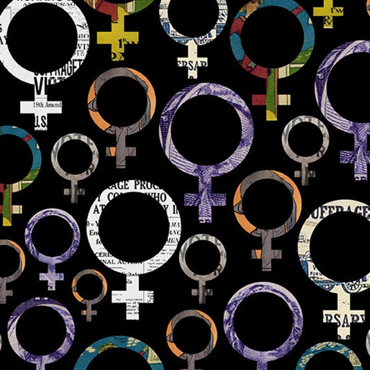 1408 Benartex Designer Fabrics Votes for Women Venus Symbol Large Multi 12316-99