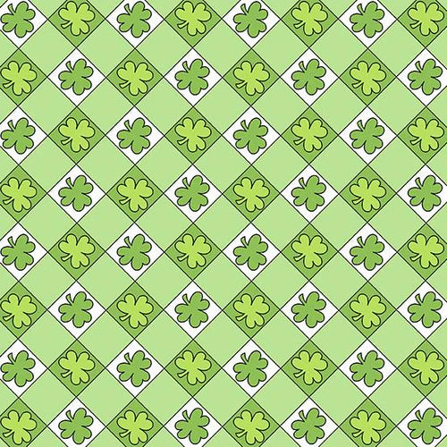 Andover Three's A Charm 3 Leaf Clovers Green and White by Kim Schaffer A-478-L