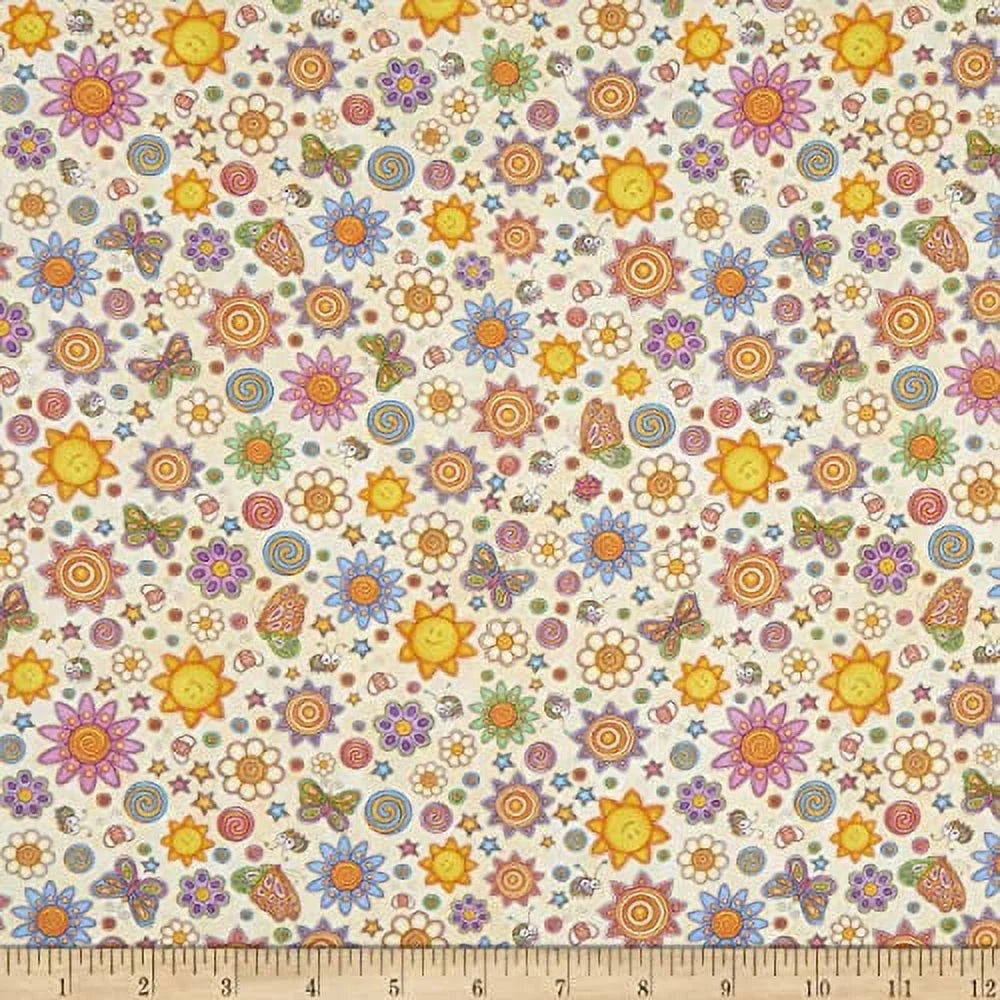 QT Fabrics Sunbright Floral 1649-28926-E White