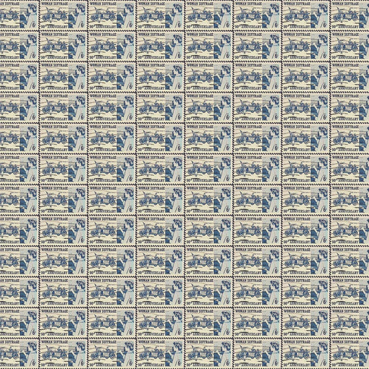 Benartex Votes for Women 50th Anniversary Stamp Blue Cream 12324-50
