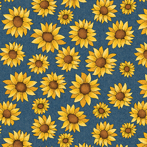 1414 Benartex Designer Fabrics Sunflower Days Blue Marine 1660356B