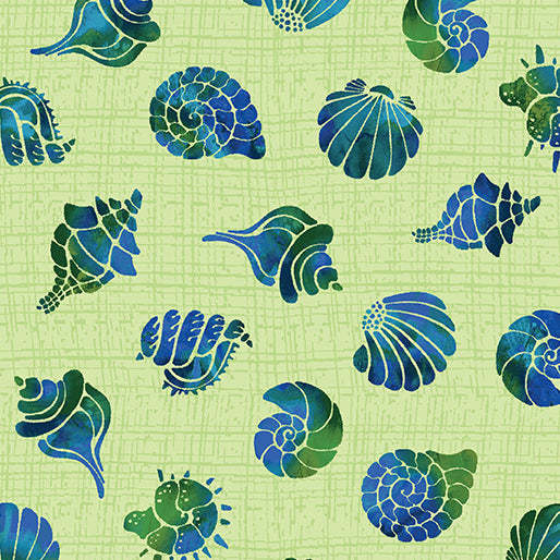 Benartex Mythical Mermaids Atlantis Shell Lime 13393-40