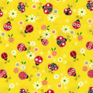 Fabric Traditions Charms Ladybug and Daisy Silver Metallic
