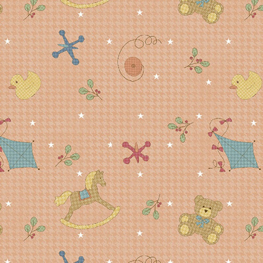 Benartex ABC's Toy Toss Coral 13173-25