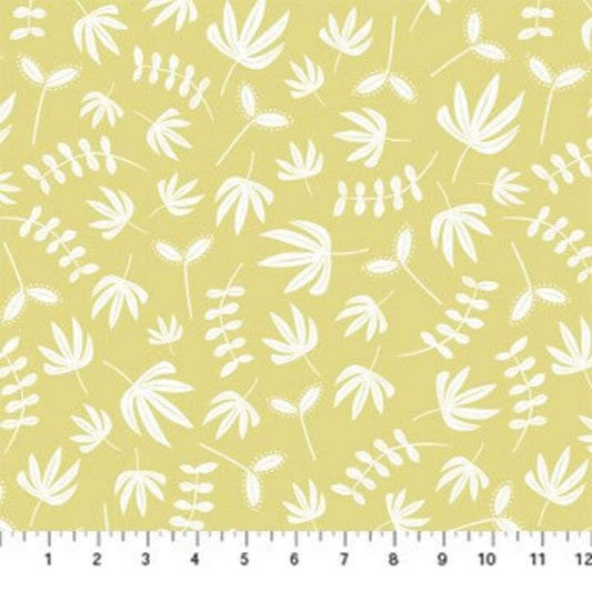 8844 Figo Fabrics (a divison of Northcott) Hand Stitched Plants Yellow 90396-52