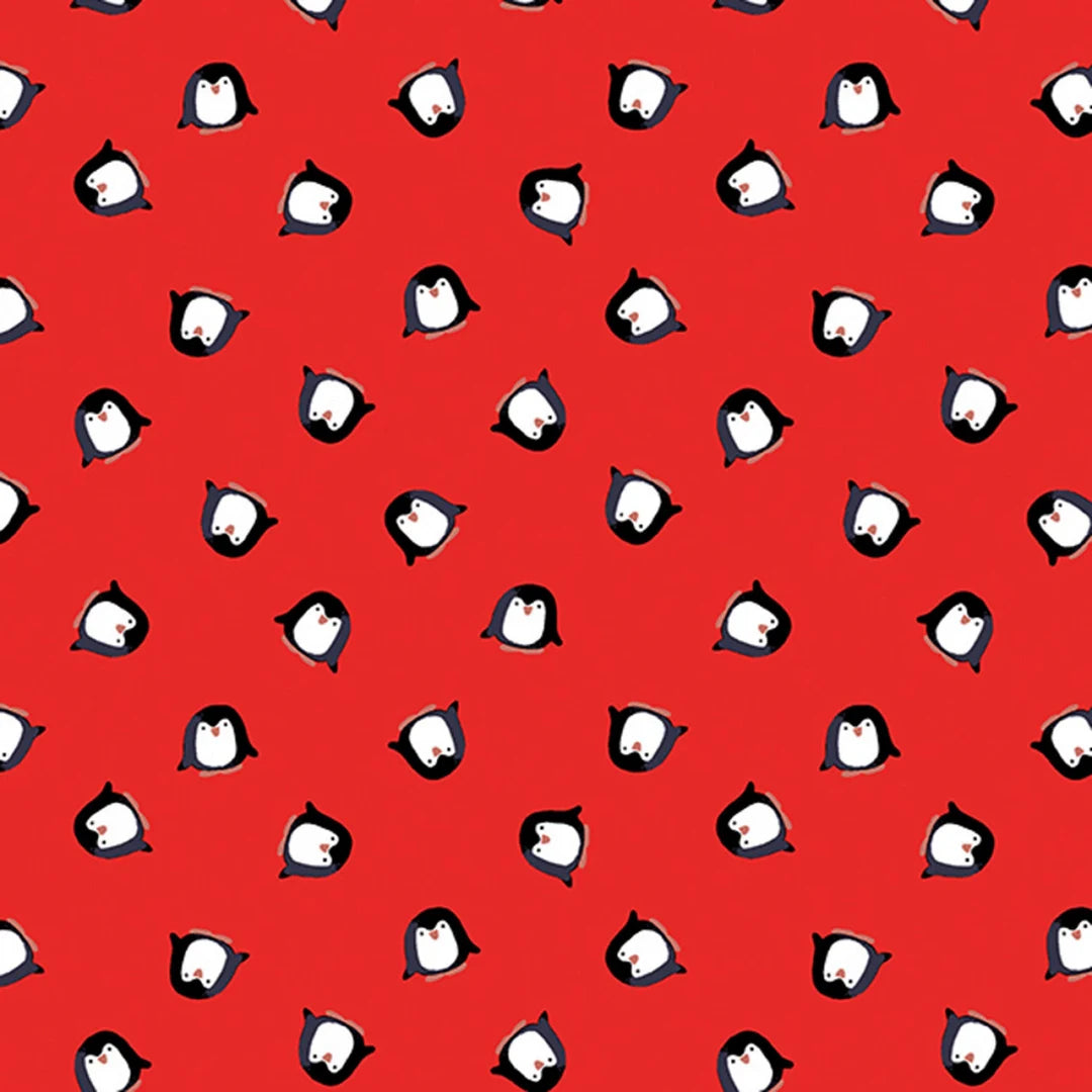 1537 Benartex Designer Fabrics Arctic Friends Playful Penguins Red 1453610B
