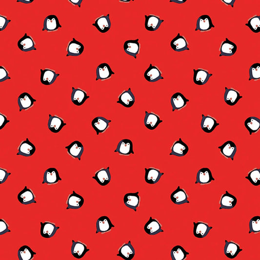 1537 Benartex Designer Fabrics Arctic Friends Playful Penguins Red 1453610B