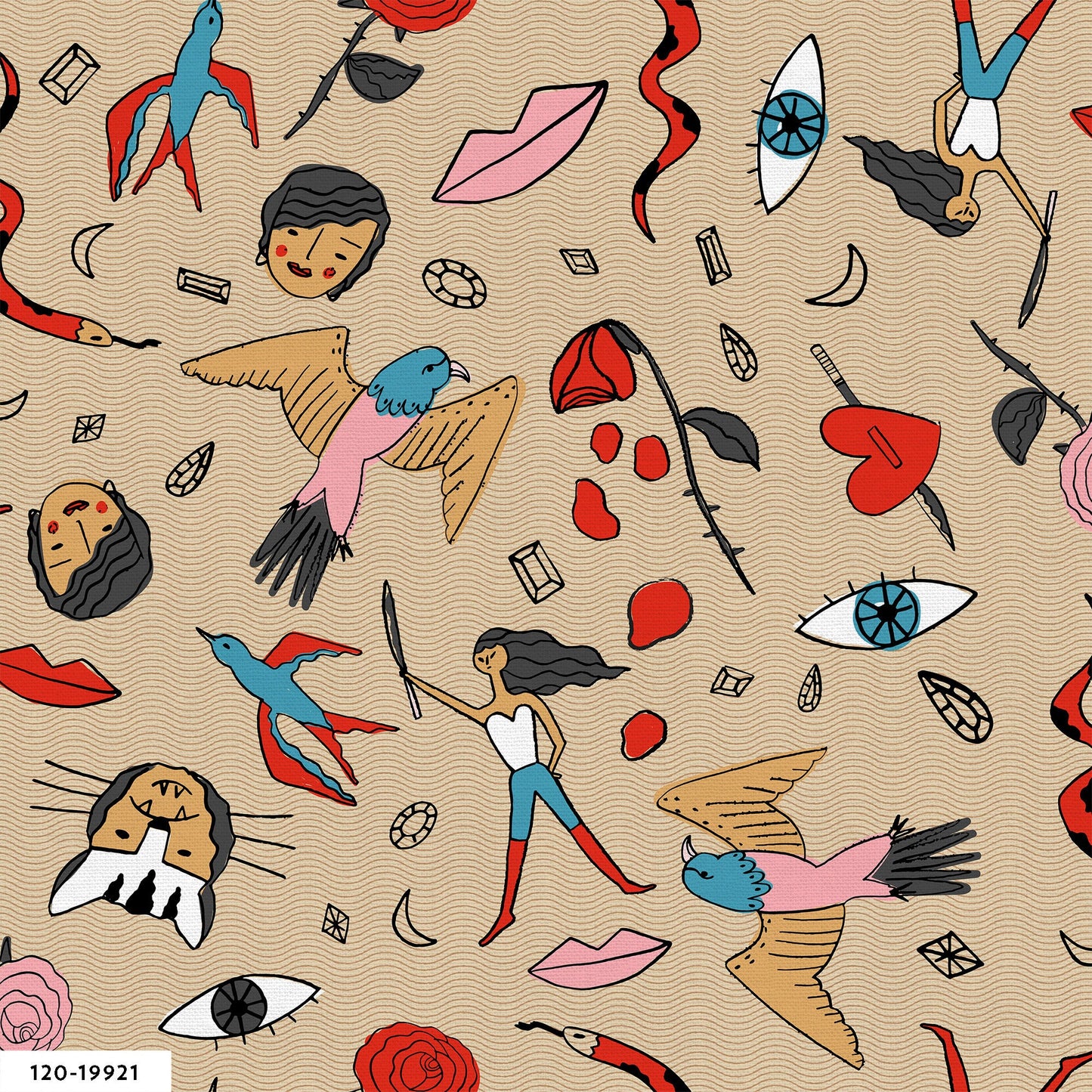 Paintbrush Studio Fabrics Sailor Mary Hero Tan 120-19921