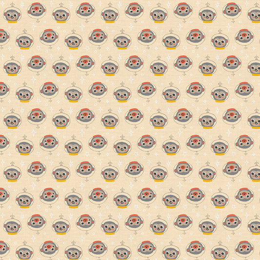 Paintbrush Studio Fabrics Space Monkey Monkey Head Peach 120-21683