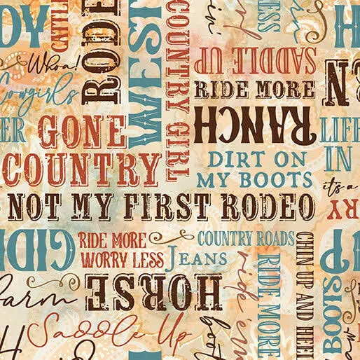 1566 Benartex Designer Fabrics Gone Country Words Multi 1480099B