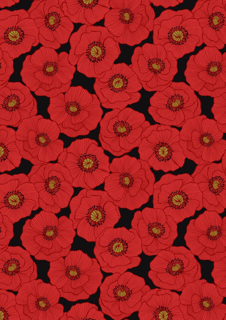 Lewis & Irene Poppies Large Poppies on Black A554-3