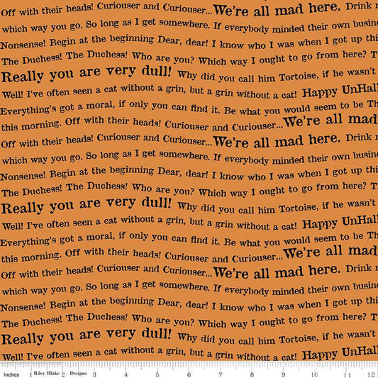 Riley Blake Mad Masquerade Wavy Words C11963 Orange