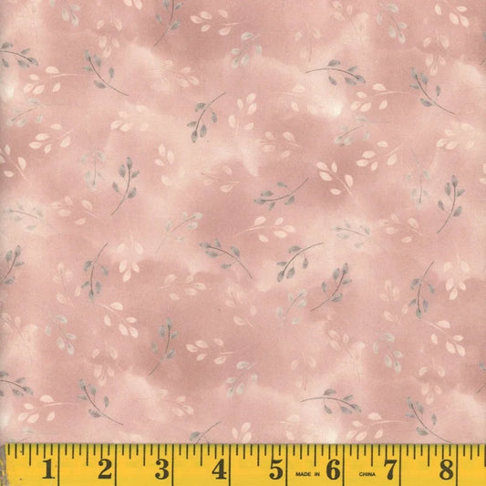 1625 Mook Fabrics Ash & Rose Dusky Leaves Rose 143437