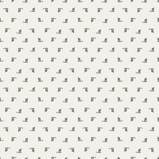 Clothworks Keyboard Cats Mice Y3436-61 Light Taupe