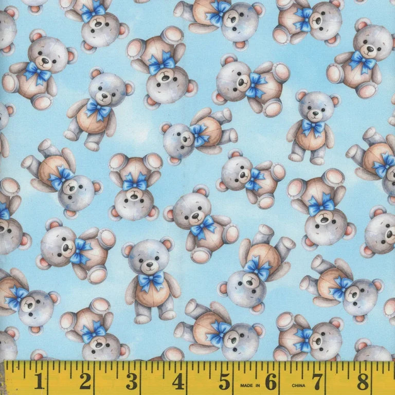 1638 Mook Fabrics Teddy Boy Picnic Allover Blue 144116