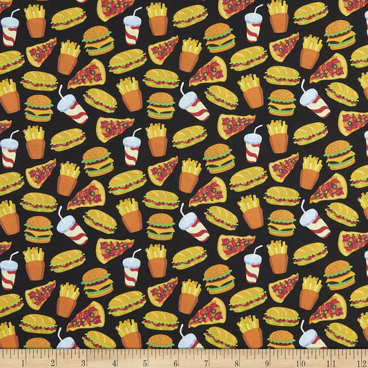 1643 Lunch Time Hamburgers Hot Dogs Pizza French Fries Soda Pop