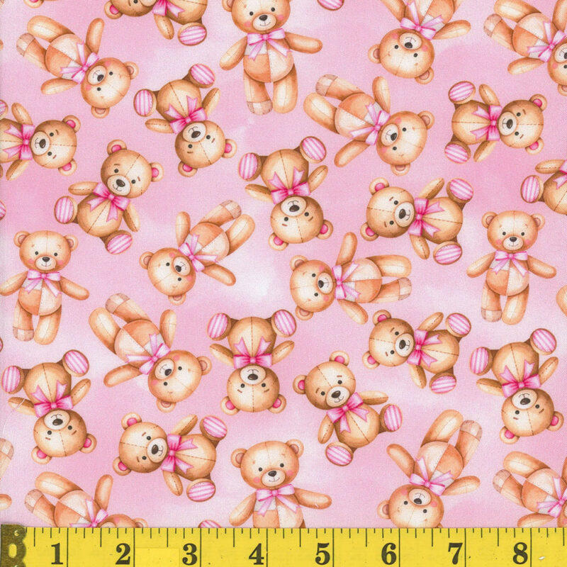 1644 Mook Fabrics Teddy Bear Picnic Allover Pink 142167