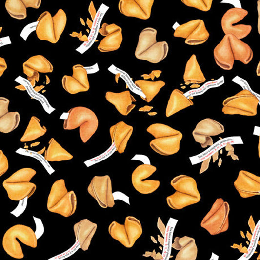 1645 QT Fabrics Order Up Fortune Cookies Black 1649-28525-J