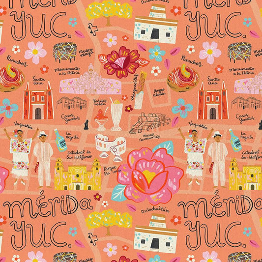 1646 Paintbrush Studio Fabrics Viva Mexico Map Peach 12021270