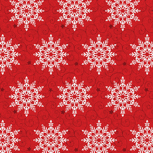 3105 Benartex Designer Fabrics Holiday Frolic Flake Red 16609-10