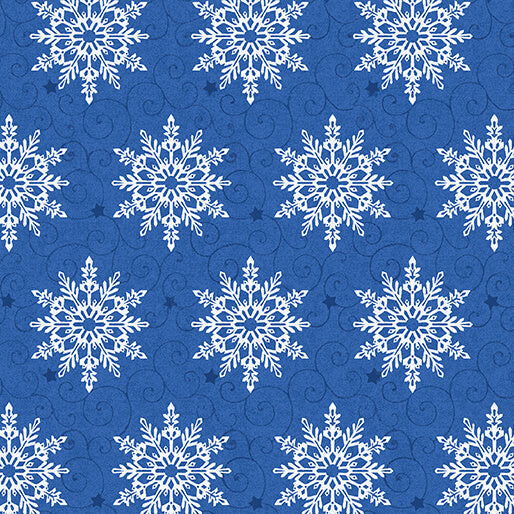 3106 Benartex Designer Fabrics Holiday Frolic Flake Blue 16609-54