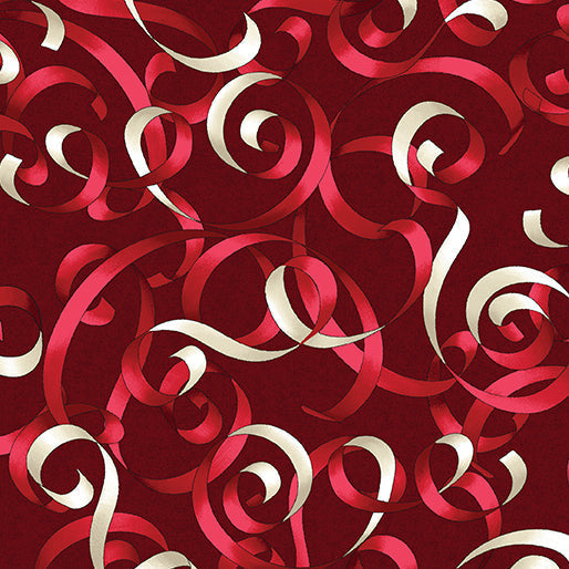 3108 Benartex Designer Fabrics Holiday Frolic Ribbon Red 16610-19