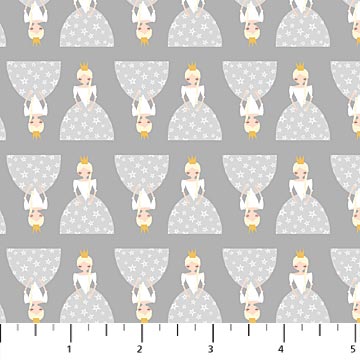 Northcott Ever After Mini Princess Mid Grey 22687-94