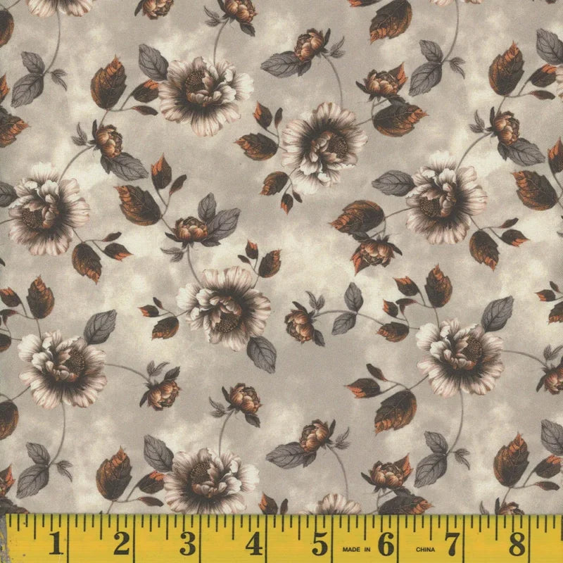 1696 Mook Fabrics Victorian Shadows Guilded Blossoms Cream 144137