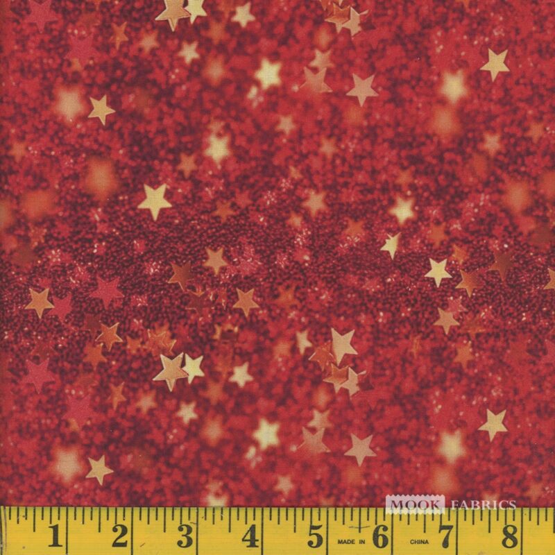 1746 Mook Fabrics Festive Stars Red 133459