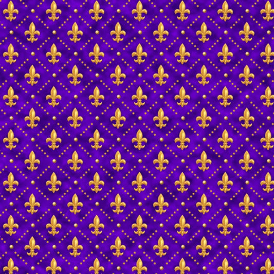 QT Fabrics Mardi Gras Fleur De Lis Purple 1649-28446-V