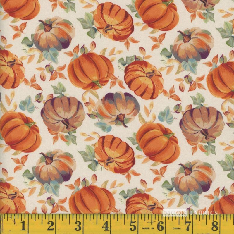 1757 Mook Fabrics Fall Pumpkins Cream 138652