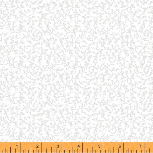 Windham Opposites Attract Scrollwork White on White 52655A-1