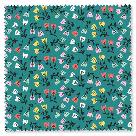 Felicity Fabrics Charmingly Cheerful Mini Flowers Teal 610129