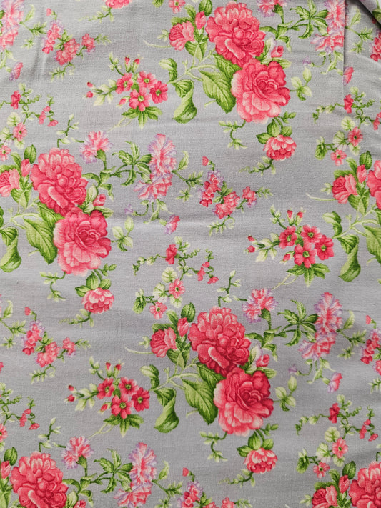 Mook Pink Flowers on Grey 113079