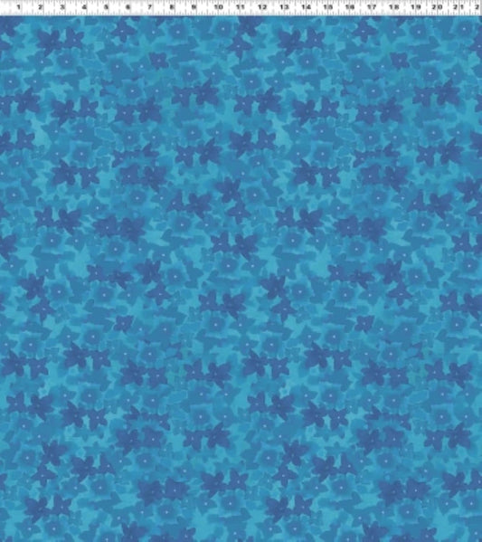 Clothworks Painted Patchwork Toss Denim Violets