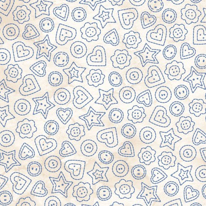 Maywood Studios Fabrics Summertime Buttons Blue 10158-EB