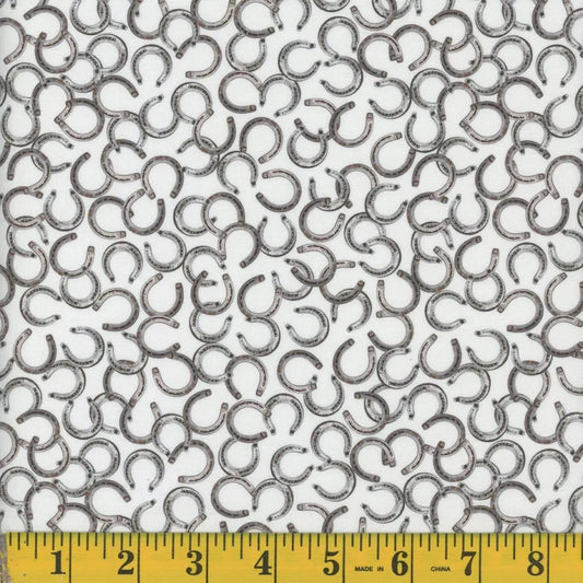 1859 Mook Fabrics Whimsy Whinnies Horseshoes Silver 143427