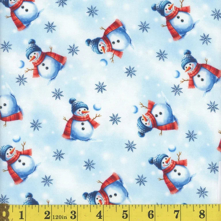 1860 Mook Fabrics Wintering Lane Snow Much Fun Red 144157