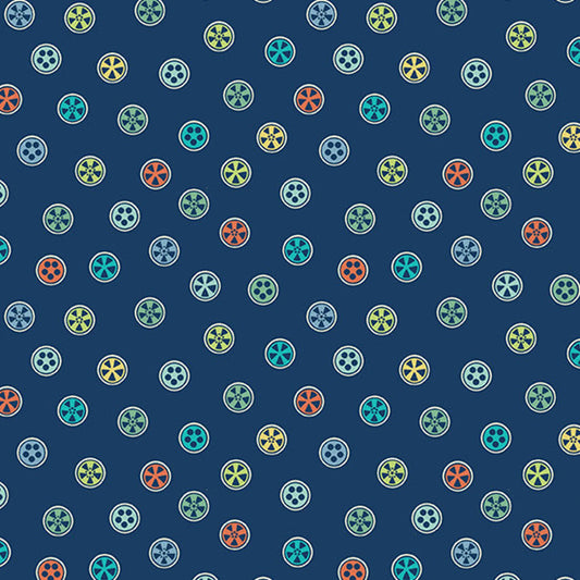 Andover Sweet Ride Wheels Navy Blue by Laundry Basket Quilts A-441-B