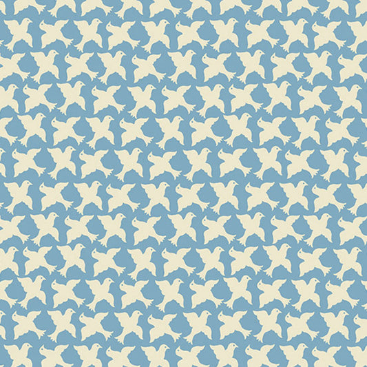 Andover Sweet Ride Wedgewood Doves by Laundry Basket Quilts A-451-B